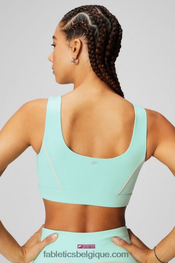soutien-gorge de sport passepoilé impact moyen femmes Fabletics 404P0T1817 misty bay/peach kiss