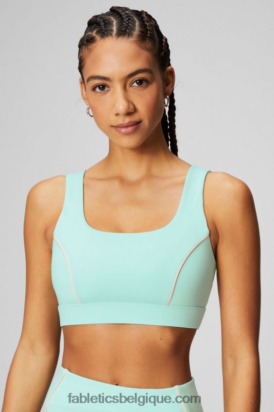 soutien-gorge de sport passepoilé impact moyen femmes Fabletics 404P0T1817 misty bay/peach kiss