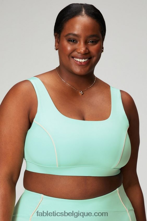 soutien-gorge de sport passepoilé impact moyen femmes Fabletics 404P0T1818 misty bay/peach kiss