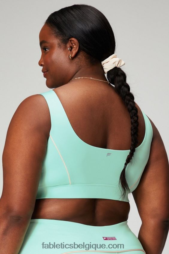 soutien-gorge de sport passepoilé impact moyen femmes Fabletics 404P0T1818 misty bay/peach kiss