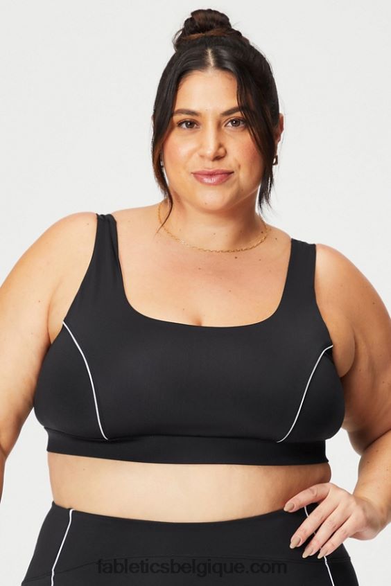 soutien-gorge de sport passepoilé impact moyen femmes Fabletics 404P0T1845 noir/blanc classique
