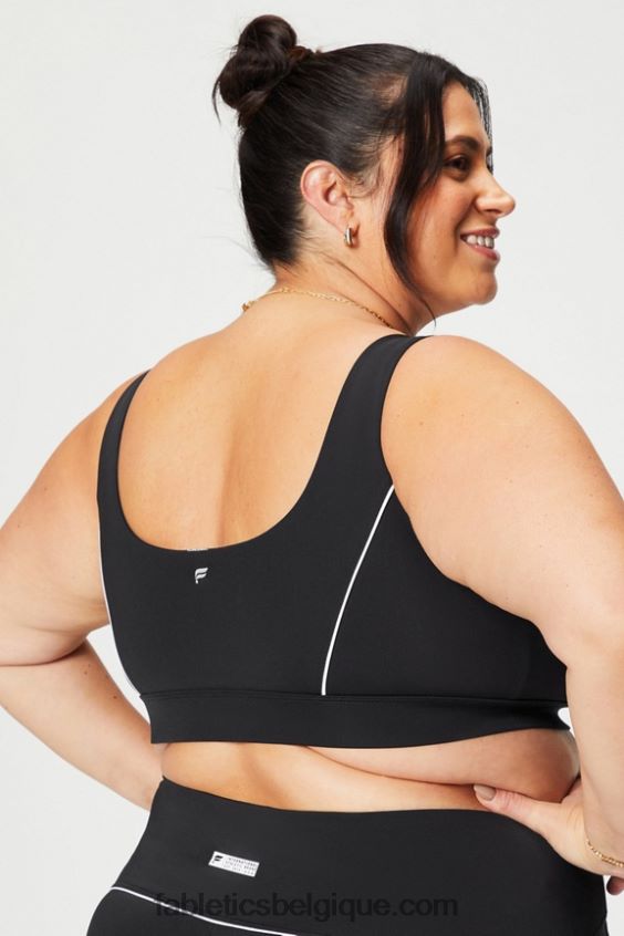 soutien-gorge de sport passepoilé impact moyen femmes Fabletics 404P0T1845 noir/blanc classique