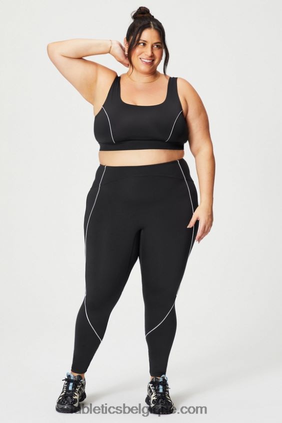 soutien-gorge de sport passepoilé impact moyen femmes Fabletics 404P0T1845 noir/blanc classique