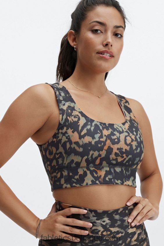 soutien-gorge de sport réversible à impact moyen harlow femmes Fabletics 404P0T1866 camouflage sauvage/gaia