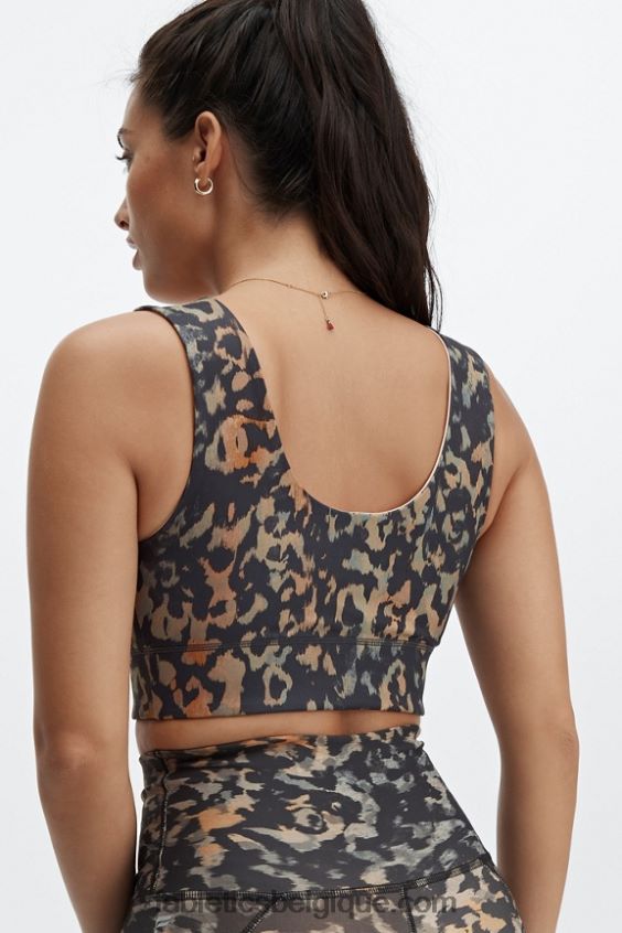 soutien-gorge de sport réversible à impact moyen harlow femmes Fabletics 404P0T1866 camouflage sauvage/gaia