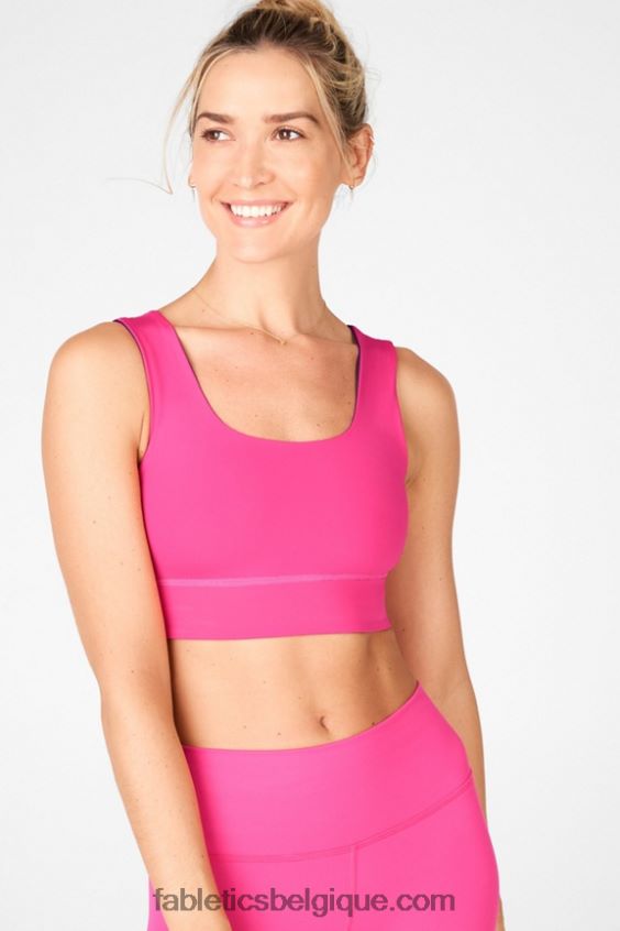 soutien-gorge de sport réversible à impact moyen harlow femmes Fabletics 404P0T1871 bleu nova/rose peluche