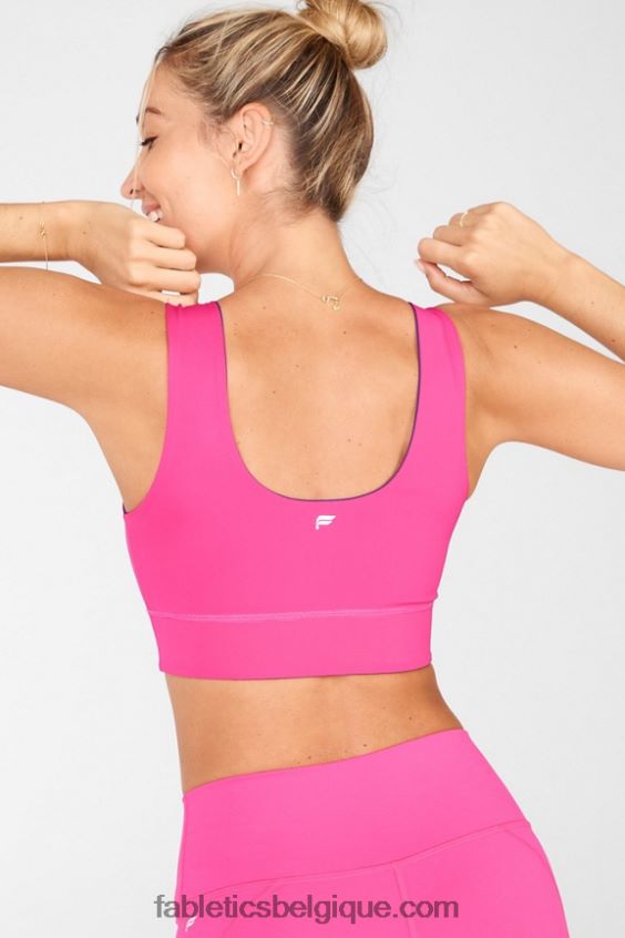 soutien-gorge de sport réversible à impact moyen harlow femmes Fabletics 404P0T1871 bleu nova/rose peluche