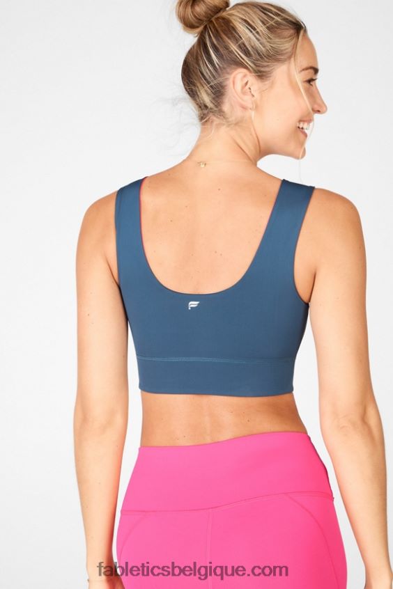 soutien-gorge de sport réversible à impact moyen harlow femmes Fabletics 404P0T1871 bleu nova/rose peluche