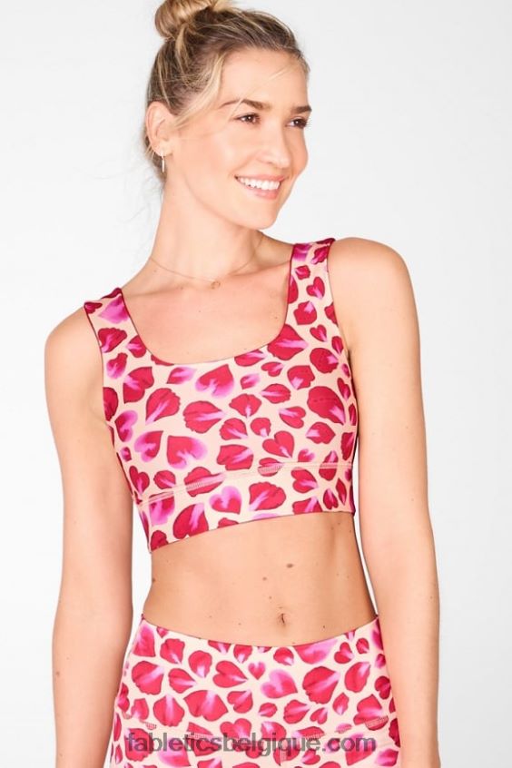 soutien-gorge de sport réversible à impact moyen harlow femmes Fabletics 404P0T1873 kaki/ pétales de rose