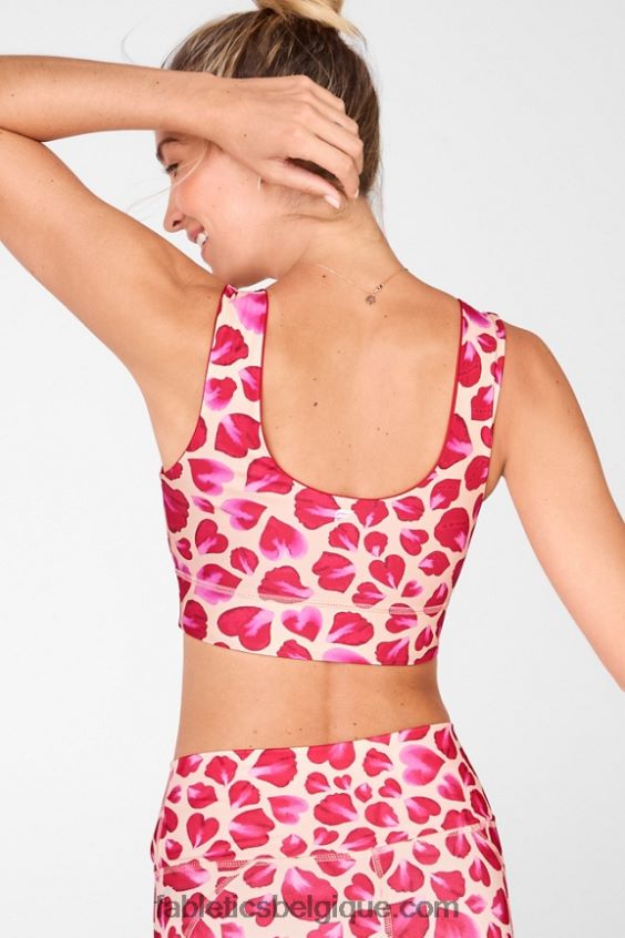 soutien-gorge de sport réversible à impact moyen harlow femmes Fabletics 404P0T1873 kaki/ pétales de rose