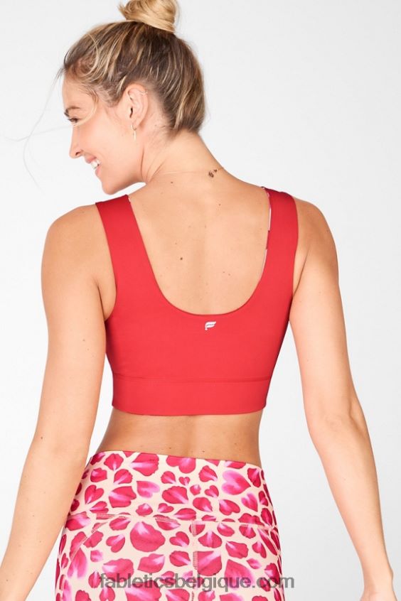 soutien-gorge de sport réversible à impact moyen harlow femmes Fabletics 404P0T1873 kaki/ pétales de rose
