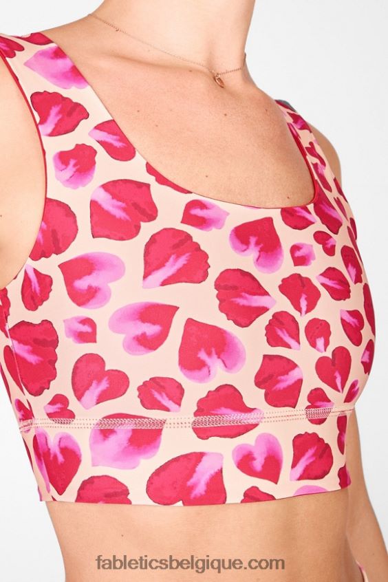 soutien-gorge de sport réversible à impact moyen harlow femmes Fabletics 404P0T1873 kaki/ pétales de rose