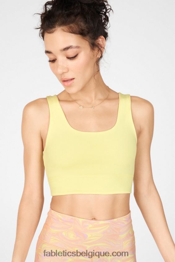 soutien-gorge de sport réversible à impact moyen harlow femmes Fabletics 404P0T1874 marbre/crème citron