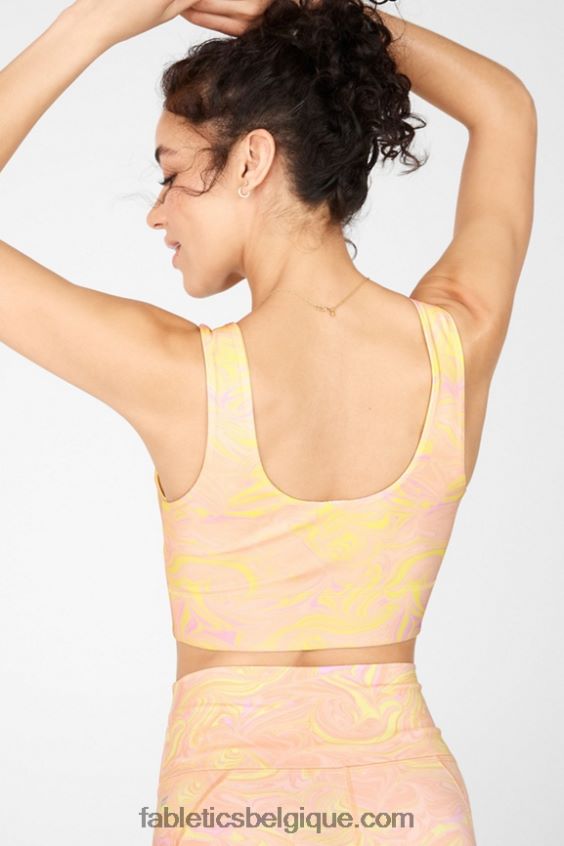 soutien-gorge de sport réversible à impact moyen harlow femmes Fabletics 404P0T1874 marbre/crème citron
