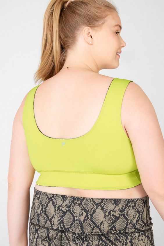 soutien-gorge de sport réversible à impact moyen harlow femmes Fabletics 404P0T1877 reptile vert/feuille