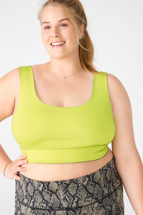 soutien-gorge de sport réversible à impact moyen harlow femmes Fabletics 404P0T1877 reptile vert/feuille