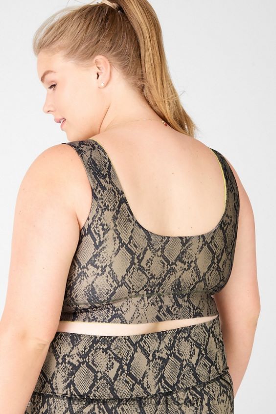 soutien-gorge de sport réversible à impact moyen harlow femmes Fabletics 404P0T1877 reptile vert/feuille