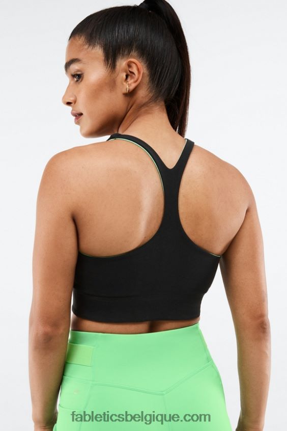 soutien-gorge de sport réversible simone sculptknit femmes Fabletics 404P0T1863 noir/feuille de printemps