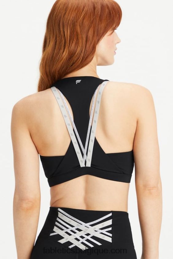 soutien-gorge sport impact moyen boost 120 femmes Fabletics 404P0T1781 noir/argent réfléchissant