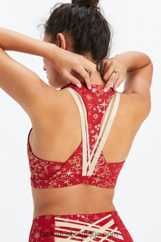 soutien-gorge sport impact moyen boost 120 femmes Fabletics 404P0T1783 poussière d'étoile rouge foncé / or
