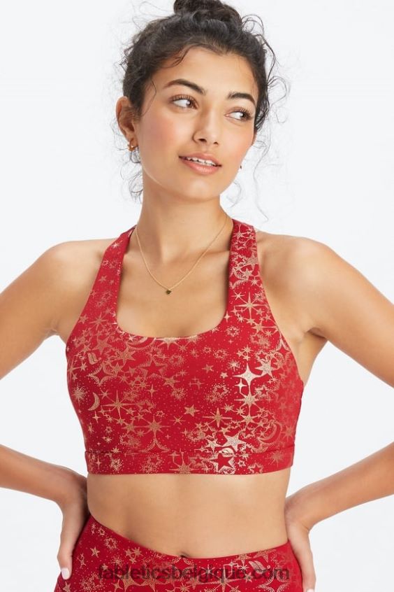 soutien-gorge sport impact moyen boost 120 femmes Fabletics 404P0T1783 poussière d\'étoile rouge foncé / or