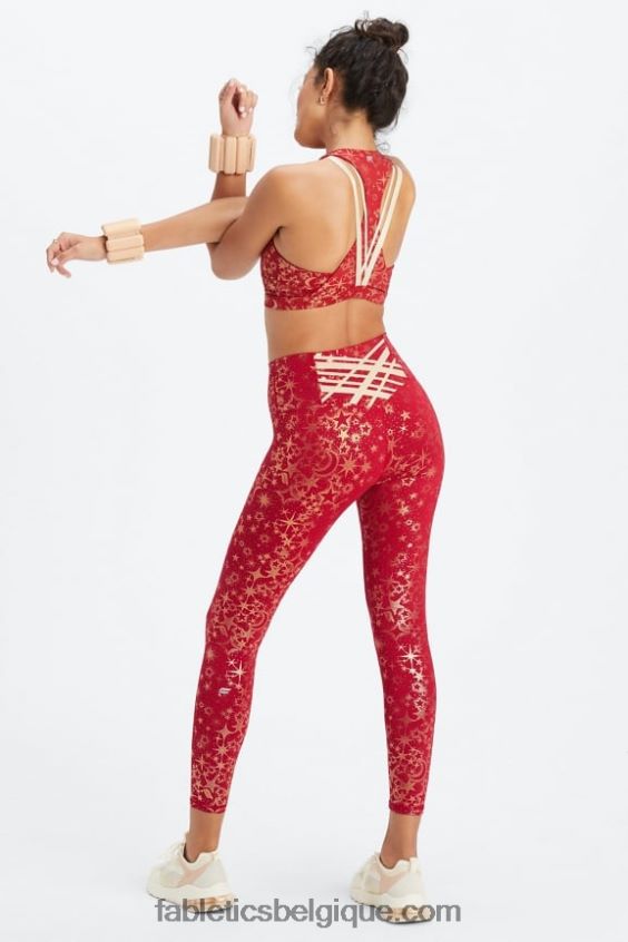 soutien-gorge sport impact moyen boost 120 femmes Fabletics 404P0T1783 poussière d\'étoile rouge foncé / or
