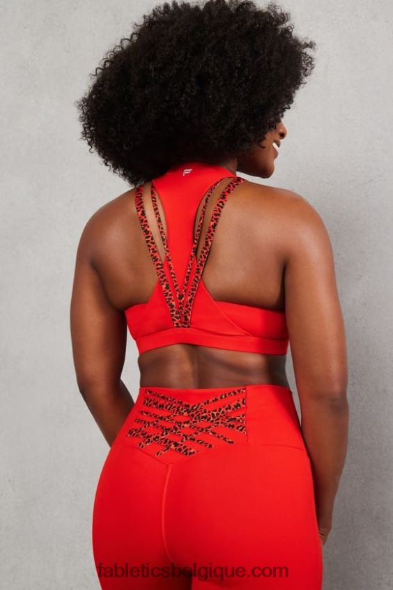 soutien-gorge sport impact moyen boost 120 femmes Fabletics 404P0T1785 cerise électrique/mini léopard cerise électrique