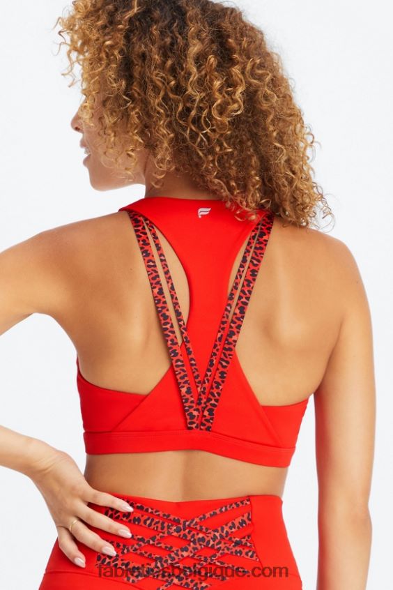 soutien-gorge sport impact moyen boost 120 femmes Fabletics 404P0T1785 cerise électrique/mini léopard cerise électrique