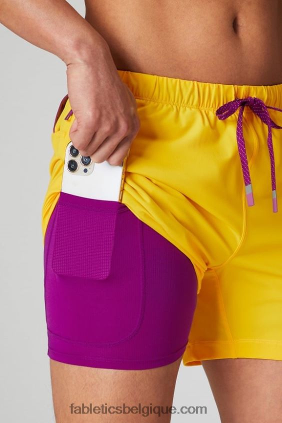 celui court (doublé) 139 Hommes Fabletics 404P0T3171 Coucher de soleil jaune