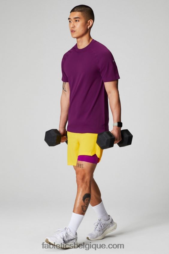 celui court (doublé) 139 Hommes Fabletics 404P0T3171 Coucher de soleil jaune