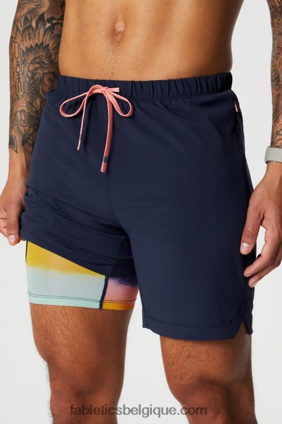 celui court (doublé) 140 Hommes Fabletics 404P0T3175 bleu marine profond/multi spraydient