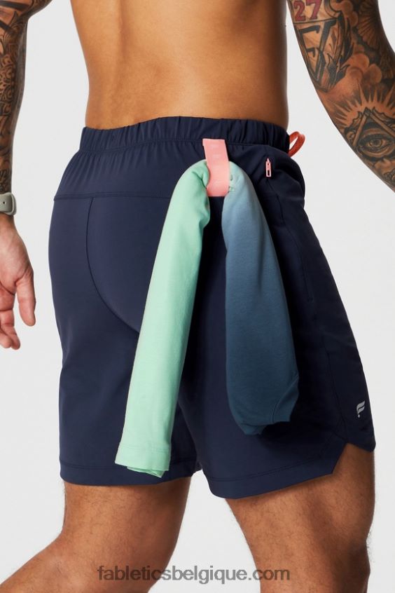 celui court (doublé) 140 Hommes Fabletics 404P0T3175 bleu marine profond/multi spraydient