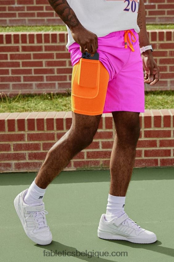 celui court (doublé) 141 Hommes Fabletics 404P0T3180 évasion rose