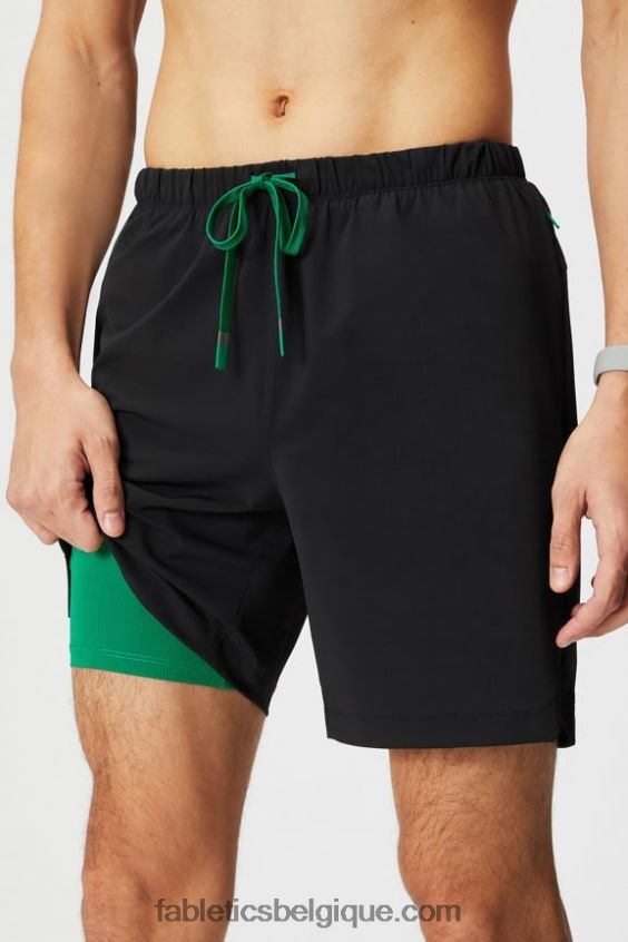 celui court (doublé) 141 Hommes Fabletics 404P0T3181 noir/vert herbe