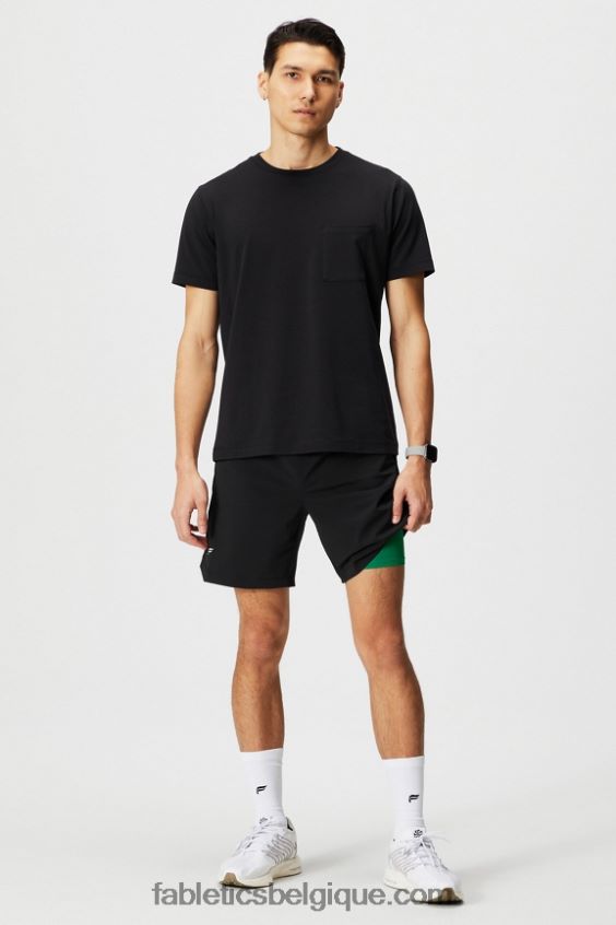 celui court (doublé) 141 Hommes Fabletics 404P0T3181 noir/vert herbe
