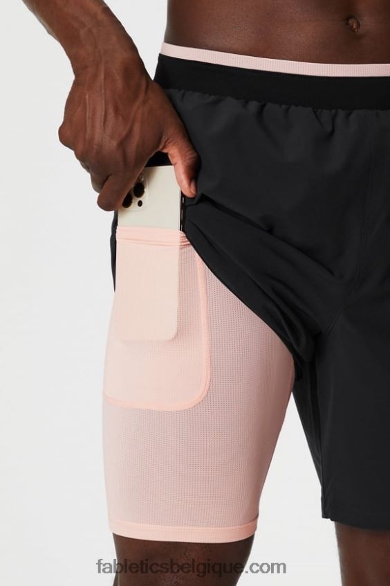 le fondamental court ii (linéaire) 134 Hommes Fabletics 404P0T3133 crème au beurre noir/rose