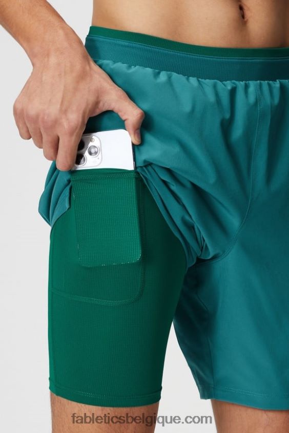 le fondamental court ii (linéaire) 136 Hommes Fabletics 404P0T3146 Sarcelle foncée