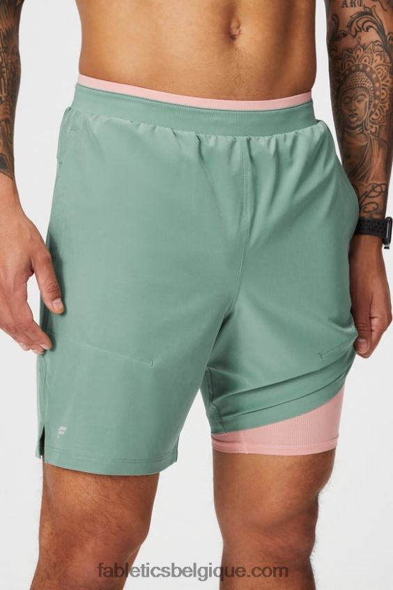 le fondamental court ii (linéaire) 137 Hommes Fabletics 404P0T3147 thym gris perforé