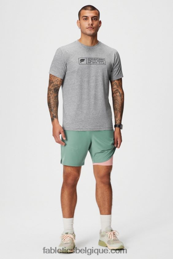 le fondamental court ii (linéaire) 137 Hommes Fabletics 404P0T3147 thym gris perforé