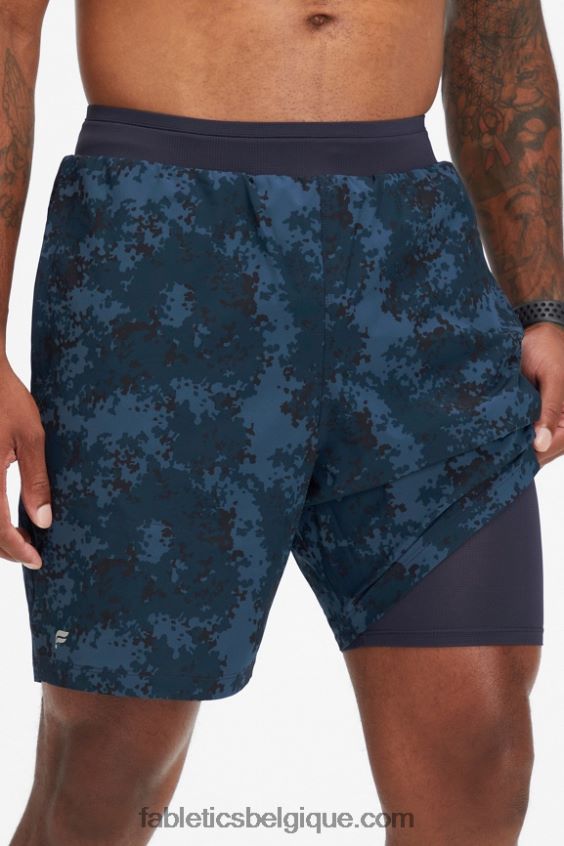 le fondamental court ii (linéaire) 138 Hommes Fabletics 404P0T3156 camo bleu marine classique