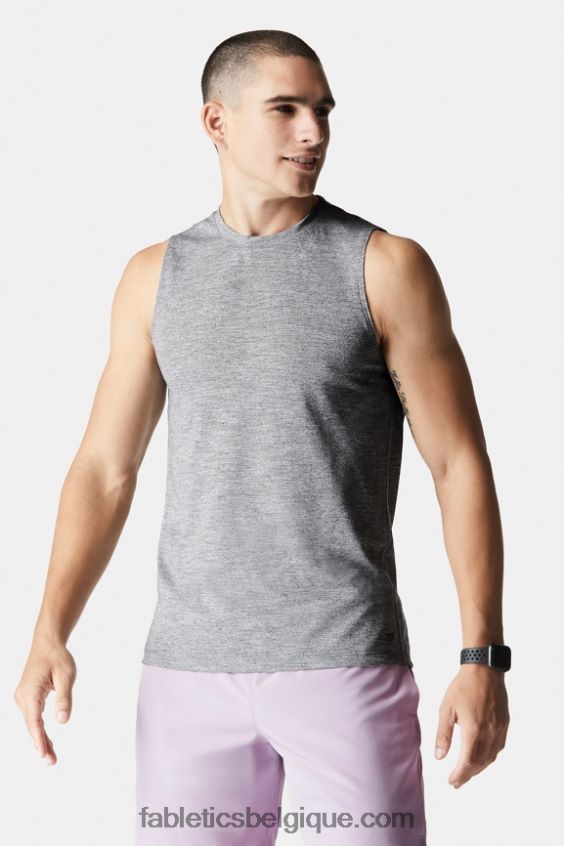 le t-shirt sans manches au premier rang Hommes Fabletics 404P0T3400 gris chiné