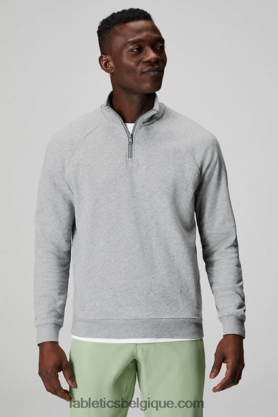 la fermeture éclair 1/4 légère Hommes Fabletics 404P0T3576 gris chiné classique