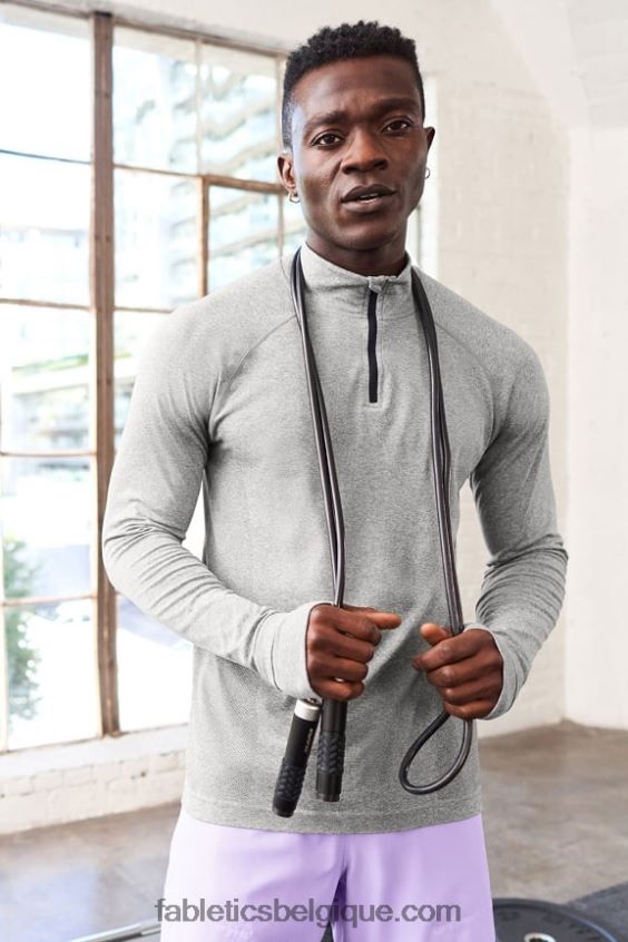 la journée d'entrainement 1/4 zip Hommes Fabletics 404P0T3591 htr gris moyen