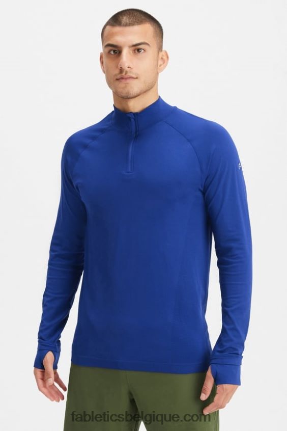 la journée d'entrainement 1/4 zip Hommes Fabletics 404P0T3592 bleu français
