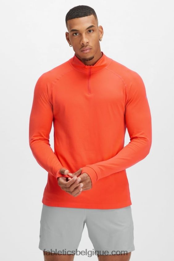 la journée d'entrainement 1/4 zip Hommes Fabletics 404P0T3596 flamme brillante