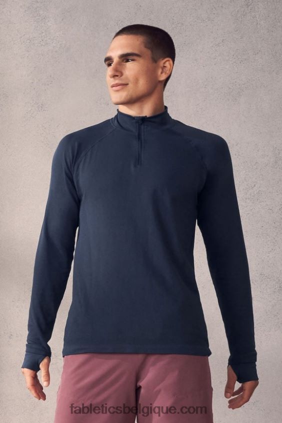 la journée d'entrainement 1/4 zip Hommes Fabletics 404P0T3597 marine classique