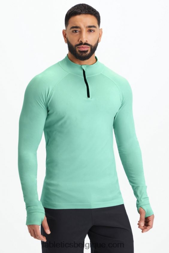 la journée d'entrainement 1/4 zip Hommes Fabletics 404P0T3598 menthe fraîche