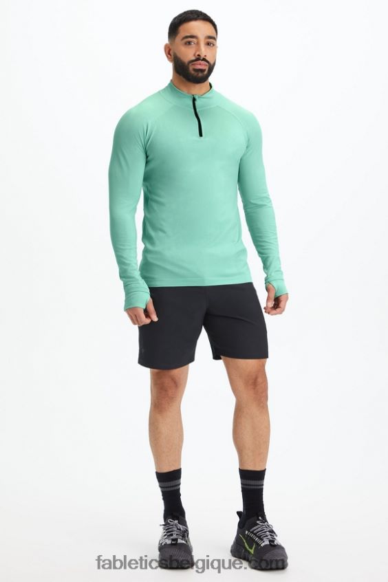 la journée d\'entrainement 1/4 zip Hommes Fabletics 404P0T3598 menthe fraîche