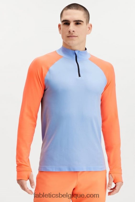 la journée d'entrainement 1/4 zip Hommes Fabletics 404P0T3599 bloc bleu vapeur