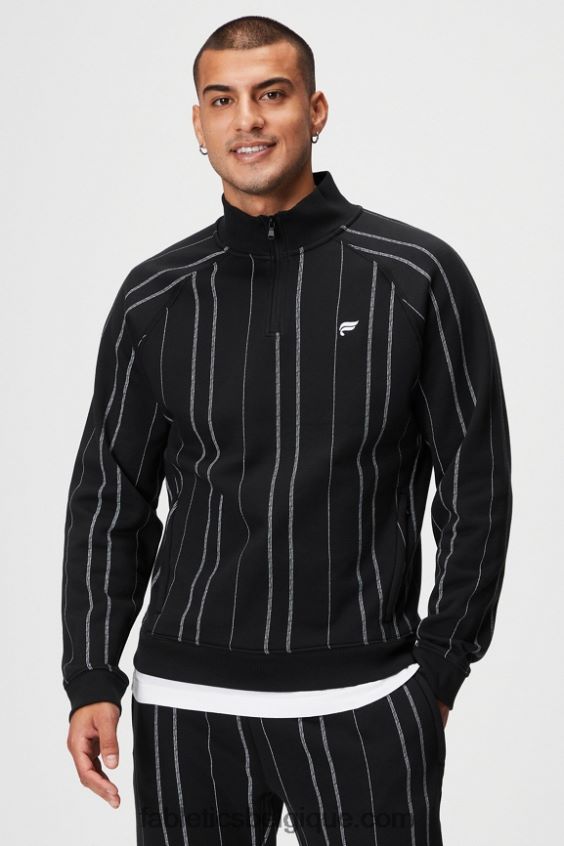 le go-to 1/4 zip 188 Hommes Fabletics 404P0T3613 bande texturée noire